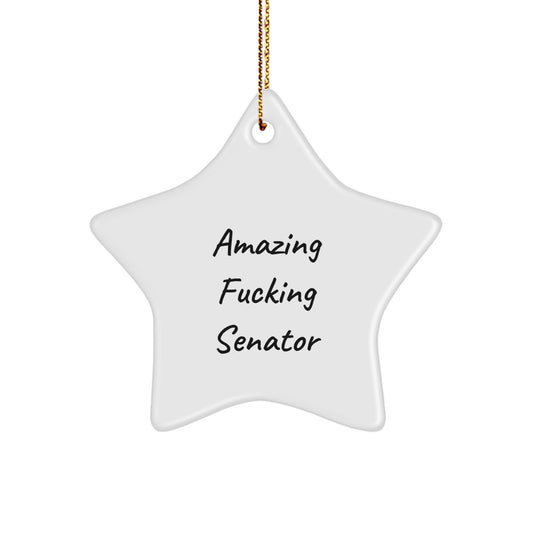 Funny Senator Gifts, 'Amazing F--king Senator' Star Ornament, Unique Christmas Unique Gifts from Friends to Senator - Image 1