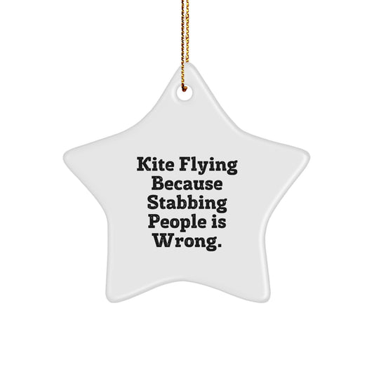 Kite Flying Star Ornament Funny Gift for Kite Enthusiasts, Christmas Unique Decorations from Friends, Star Shaped Gifts for Men, Women, and Family - Image 1