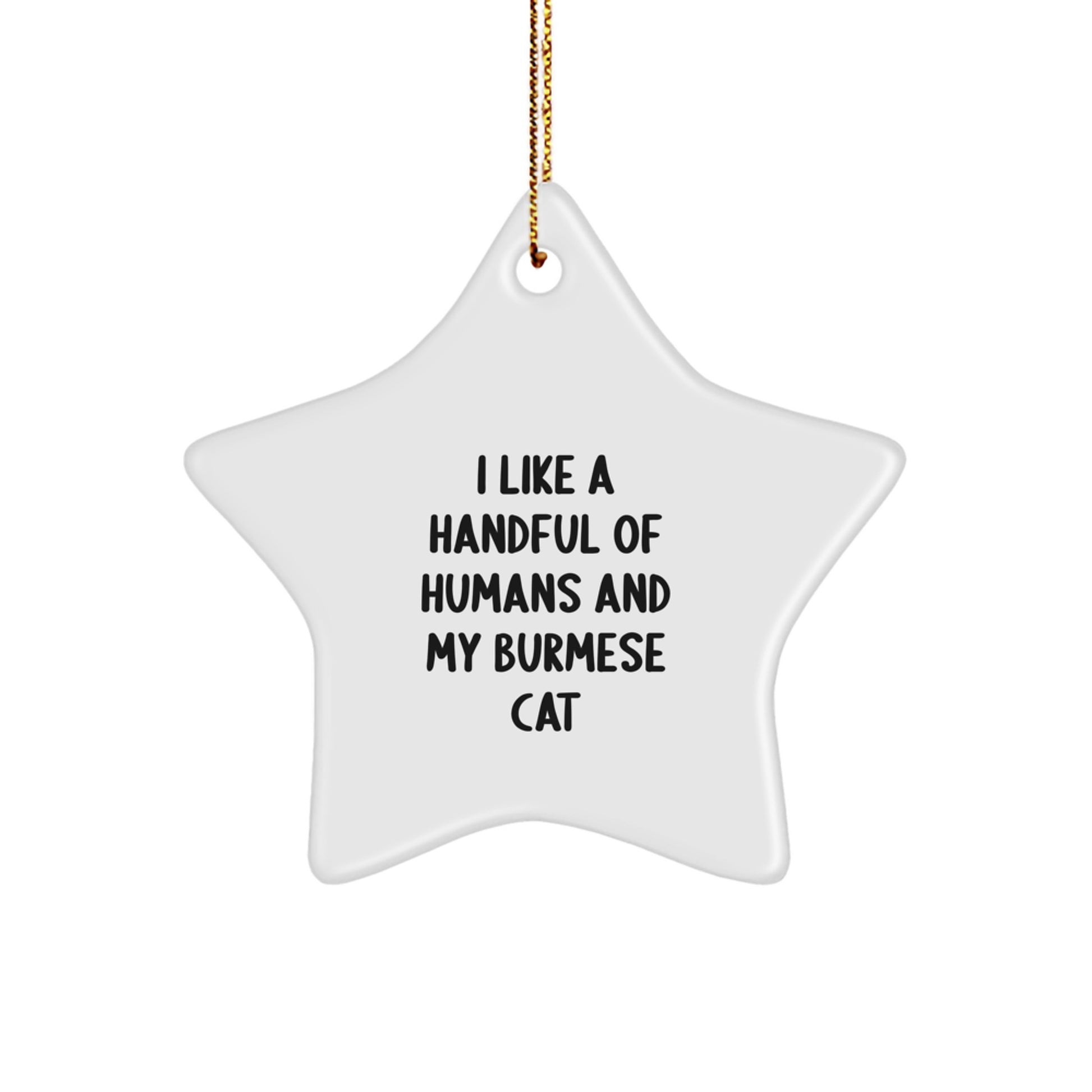 Burmese Cat Lovers' Delight, Star Ornament for Christmas Unique Gifts from Friends to Family, 'I Like A Handful Of Humans And My Burmese Cat' - Image 1