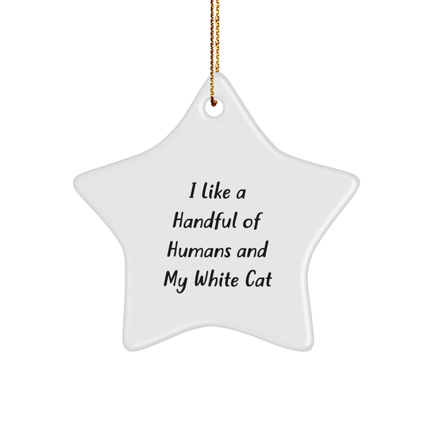 Funny White Cat Lover Gifts from Men, Women, or Coworkers to Friends, Family, or White Cat Enthusiasts, White Cat Star Ornament Christmas Decorations - Image 1