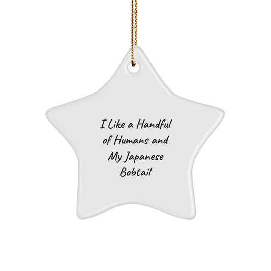 Japanese Bobtail Cat Star Ornament, Funny Quote, Gifts from Friends to Family for Christmas Unique Decorations - Image 1