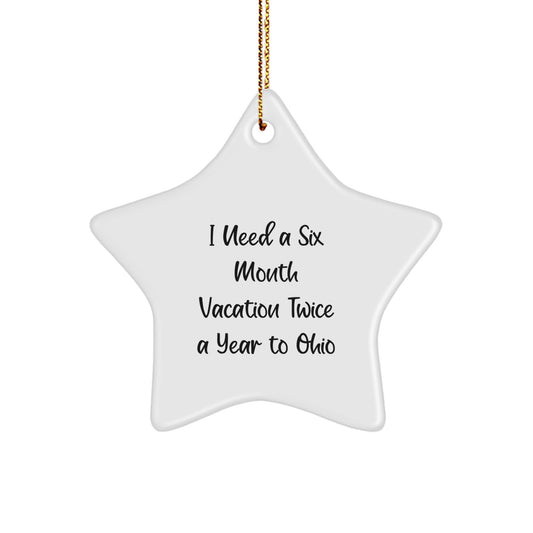 Ohio Star Ornament, Funny Quote Gifts from Men to Family in Ohio, Christmas Unique Gifts with Gold Cord - Image 1