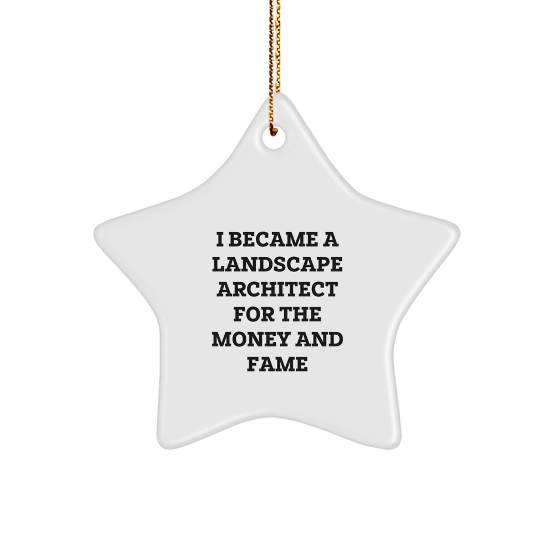 Landscape Architect Gifts from Friends - Funny Star Ornament for Christmas, 'I Became A Landscape Architect For The Money And Fame' Quote, Perfect for Coworkers, Family, or Women - Image 1