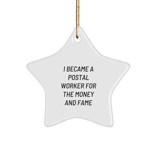Funny Quote Star Ornament for Postal Worker Gifts from Friends, Christmas Unique Gifts for Him, Her, Family, Coworkers - Image 1