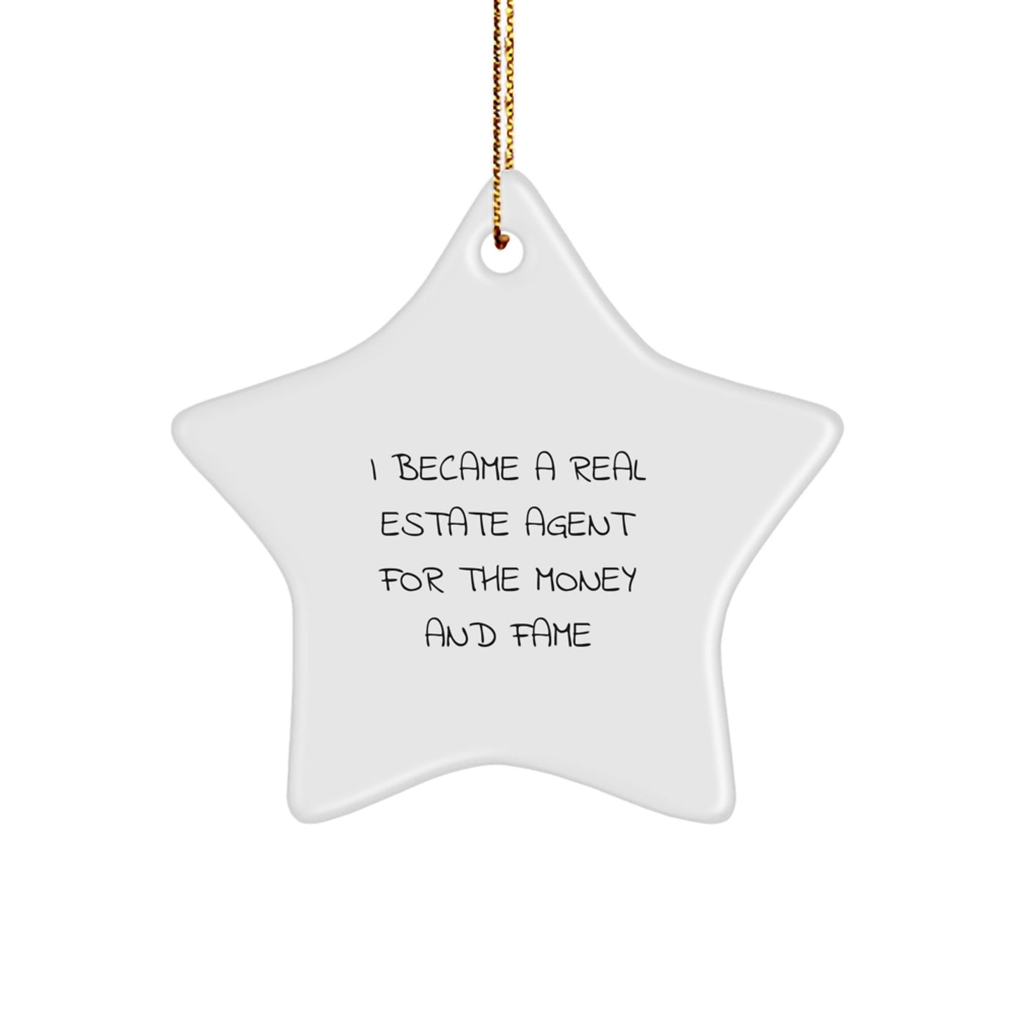 Funny Real Estate Agent Gifts from Men, Unique Christmas Star Ornament for Real Estate Agent Friends - White Star Shaped Decorative - Image 1
