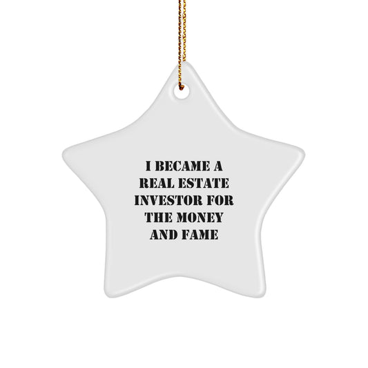Real Estate Investor Star Ornament - Funny Quote Gifts from Friends to Real Estate Investor for Christmas - Image 1