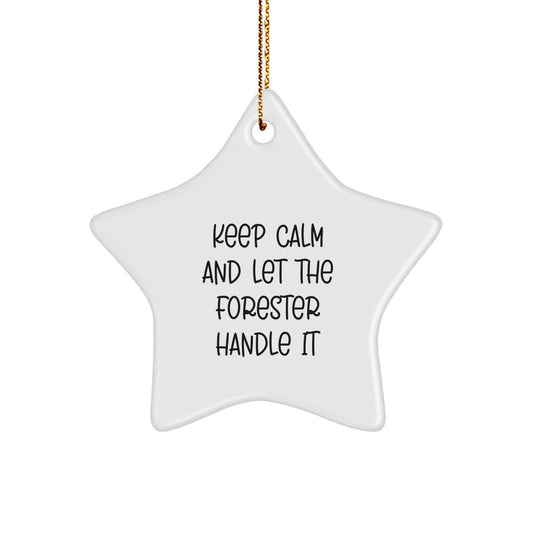 Funny Forester Gifts, 'Keep Calm And Let The Forester Handle It' Star Ornament for Christmas, Gifts from Men to Forester, Women, or Friends, Unique Christmas Unique Gifts - Image 1