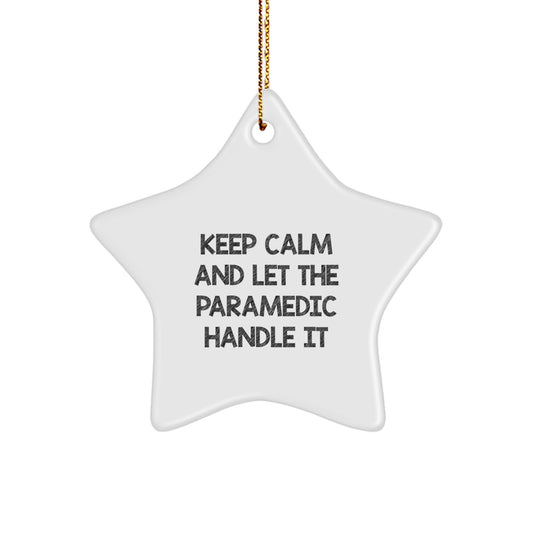 Funny Rescue Worker Gifts for Christmas - Star Ornament with Keep Calm And Let The Rescue Worker Handle It Quote, Perfect for Rescue Worker Men or Women - Image 1