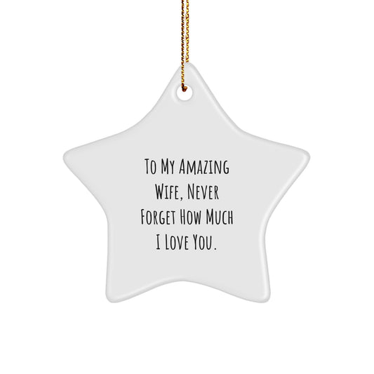 Gifts from Men to My Amazing Wife, Never Forget How Much I Love You., White Star Ornament for Christmas Unique Gifts, Inspirational Wife Star Decoration - Image 1