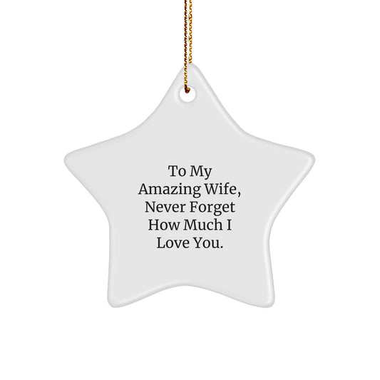 Gifts from Men to My Amazing Wife, Never Forget How Much I Love You., Unique Star Ornament for Wife - Image 1