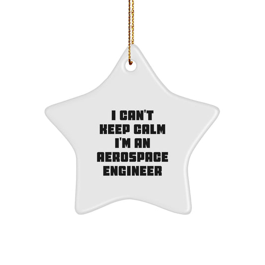 Funny Gifts from Friends for Aerospace Engineers - I Can't Keep Calm I'm An Aerospace Engineer Star Ornament, Christmas Unique Presents for Him or Her - Image 1