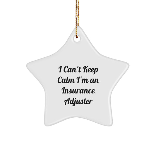 I Can't Keep Calm I'm an Insurance Adjuster Funny Gifts from Men to Insurance Adjuster Friends for Christmas Unique Star Ornament - Image 1