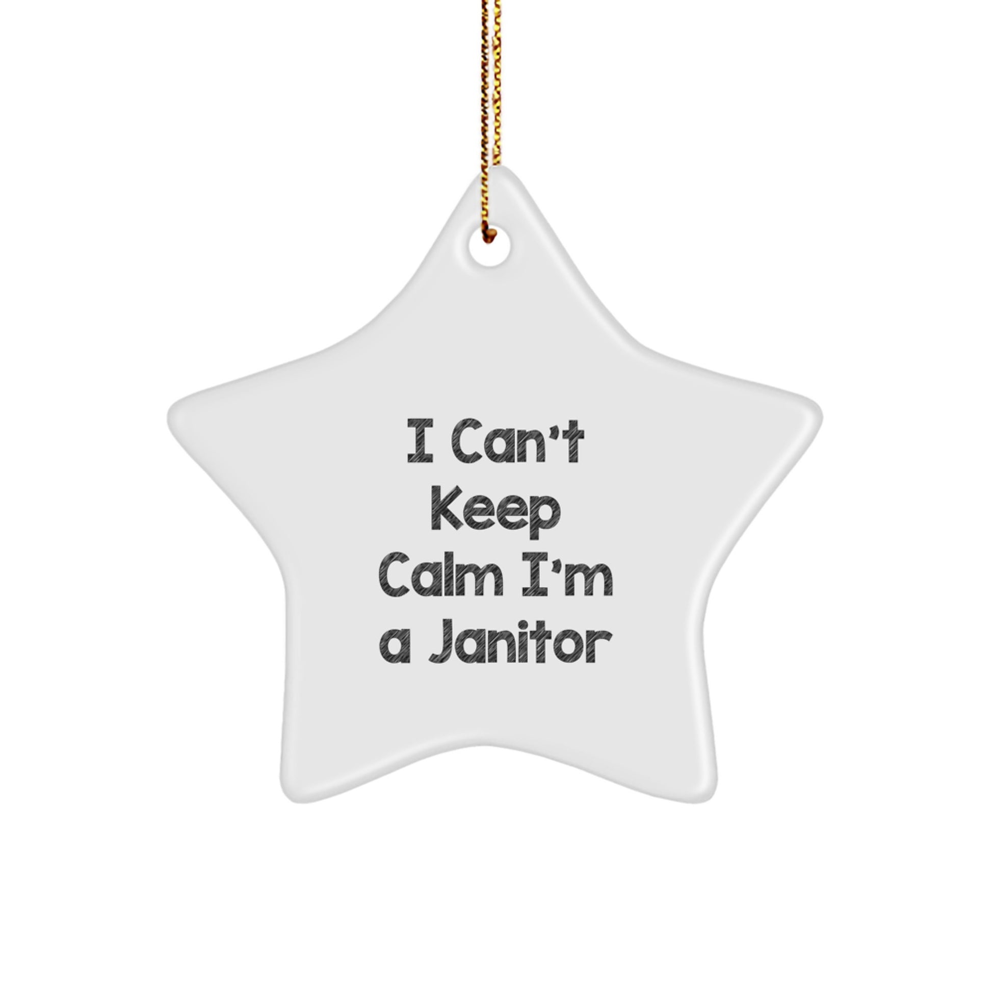 Funny Janitor Gifts, 'I Can't Keep Calm I'm A Janitor' Star Ornament for Men, Women, Coworkers, and Friends, Christmas Decoration - Image 1