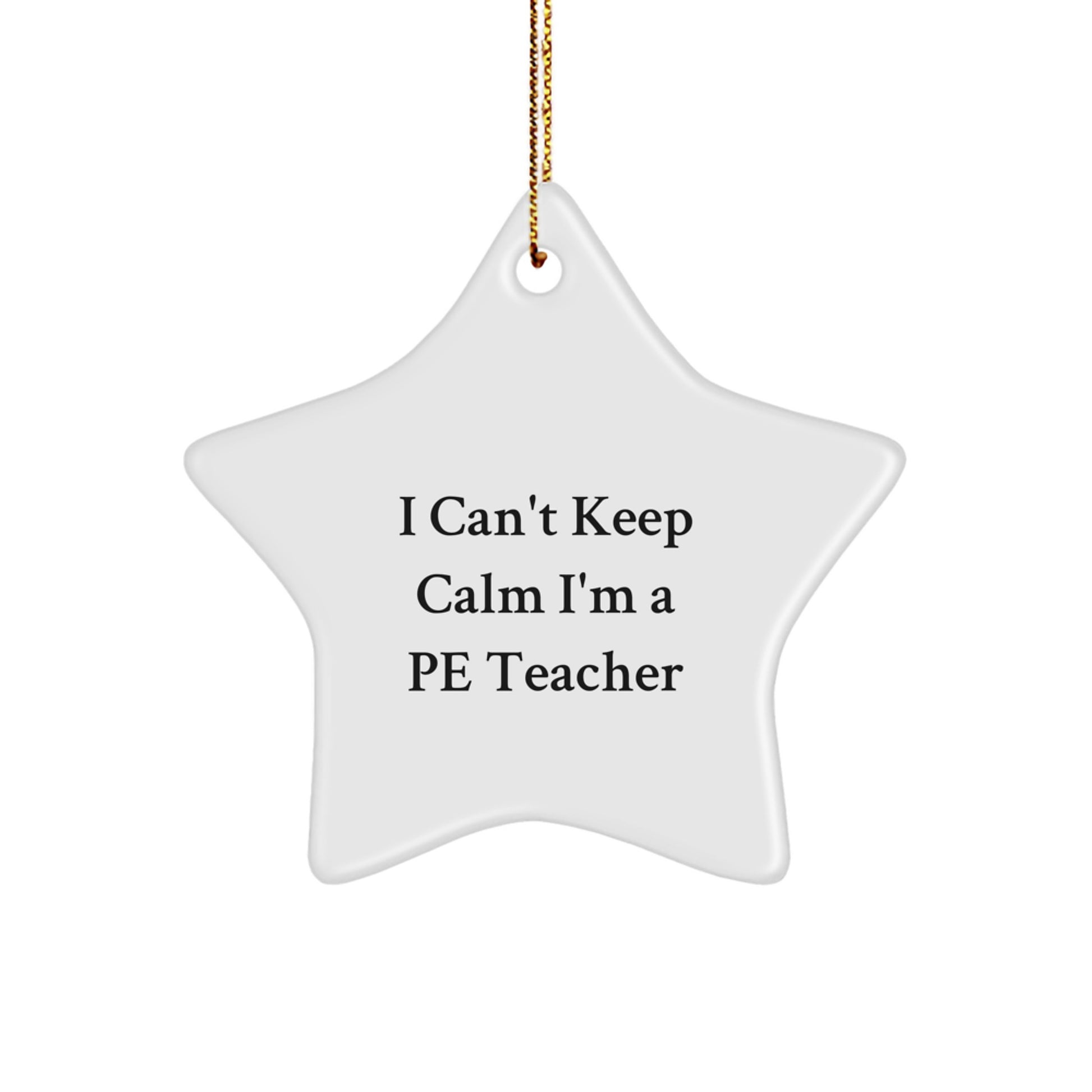 Funny PE Teacher Star Ornament I Can't Keep Calm Gifts for PE Teacher, Christmas Unique Gifts from Friends, Family, or Coworkers - Image 1