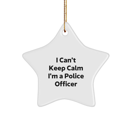 Funny Police Officer Gifts for Men Women Friends Coworkers - I Can't Keep Calm I'm A Police Officer Star Ornament - Image 1
