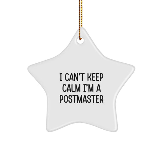 Funny Postmaster Gifts from Friends and Family - I Can't Keep Calm I'm A Postmaster Christmas Unique Star Ornament - Image 1