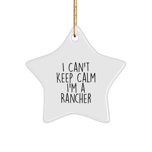 Funny Rancher Gifts I Can't Keep Calm Star Ornament for Christmas, Gifts from Men to Rancher Friends, Perfect Decoration - Image 1