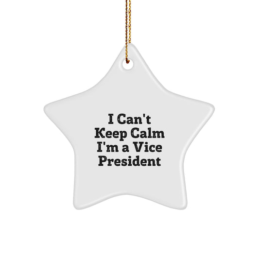 Funny Vice President Gifts from Friends Unique Star Ornament I Can't Keep Calm I'm A Vice President for Christmas - Image 1