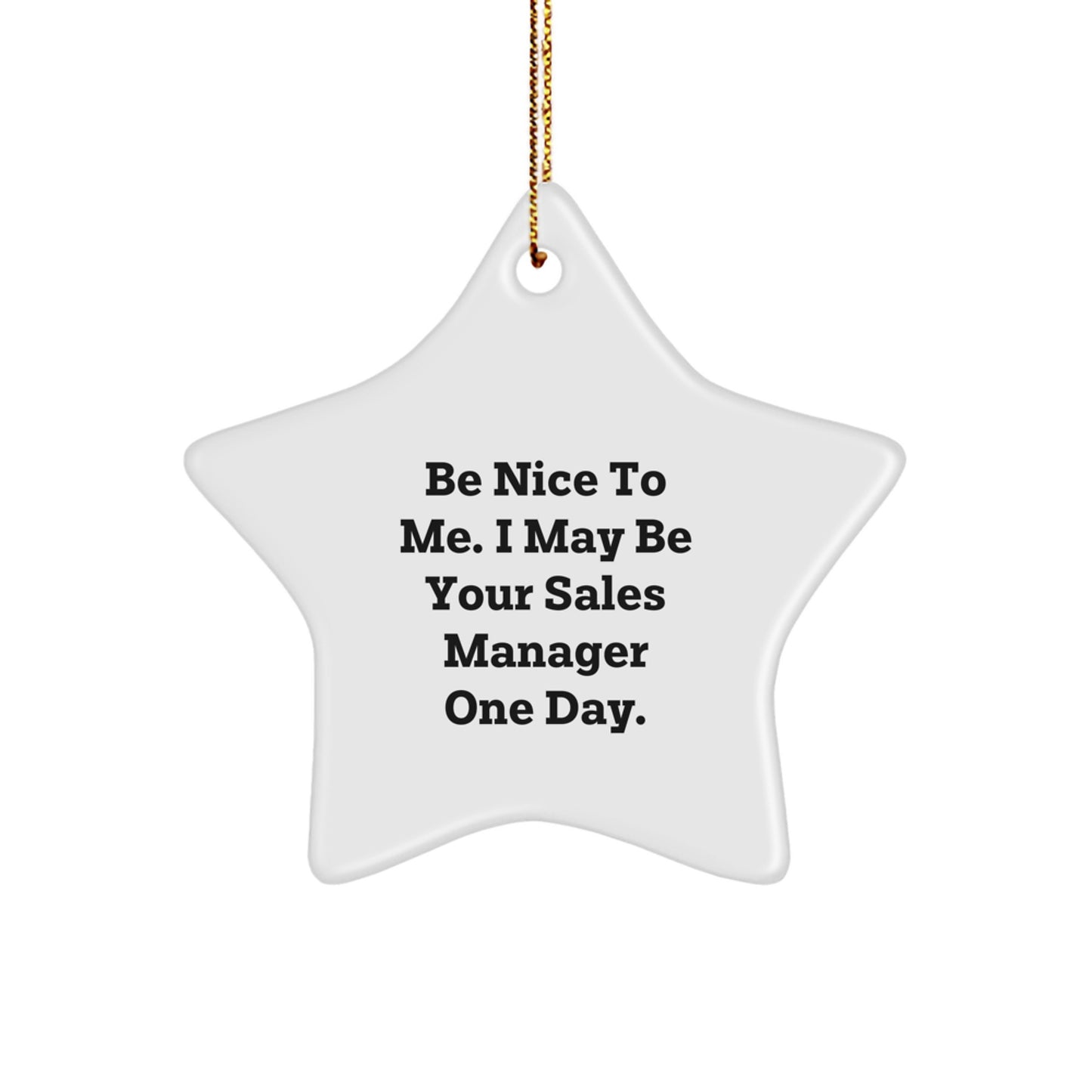 Funny Sales Manager Gifts - Be Nice To Me. I May Be Your Sales Manager One Day. Star Ornament, Perfect for Christmas - Image 1