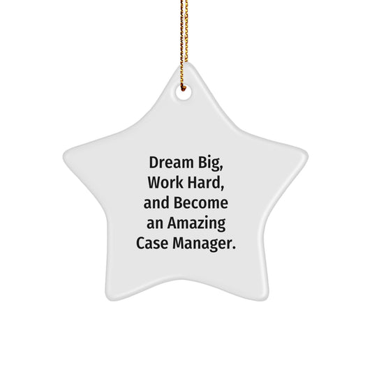 Gifts from Friends for Case Manager - Inspirational Star Ornament, 'Dream Big, Work Hard, And Become An Amazing Case Manager.', Christmas Unique Gifts - Image 1