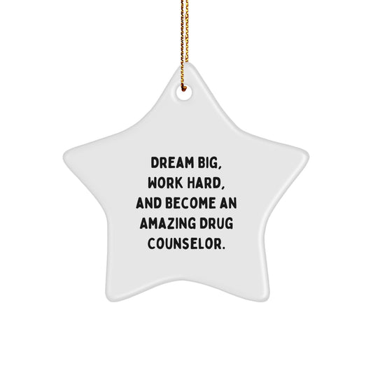 Funny Drug Counselor Gifts, Star Ornament, Dream Big Work Hard Amazing, Gifts from Family for Drug Counselor Christmas Unique - Image 1