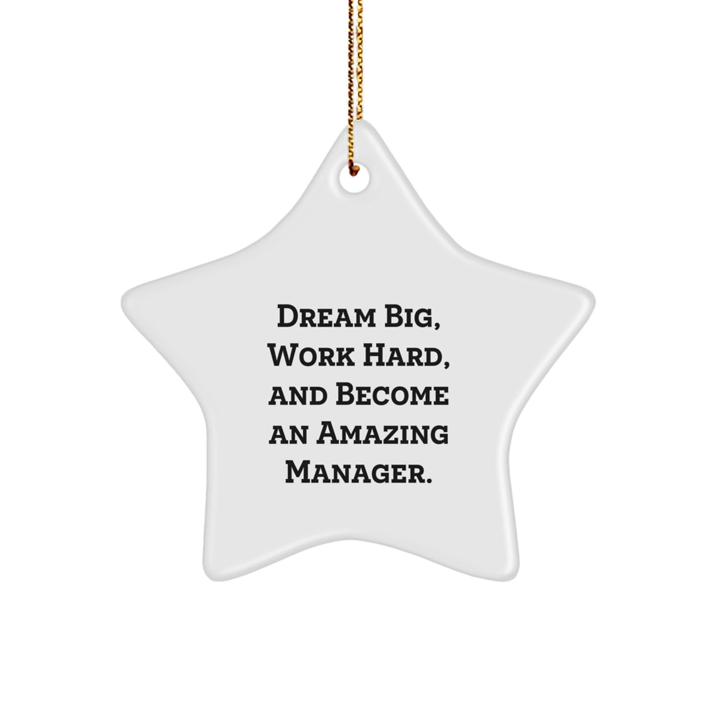 Inspirational Manager Gifts for Christmas - 'Dream Big, Work Hard, And Become An Amazing Manager.' Star Ornament from Friends and Family - Image 1