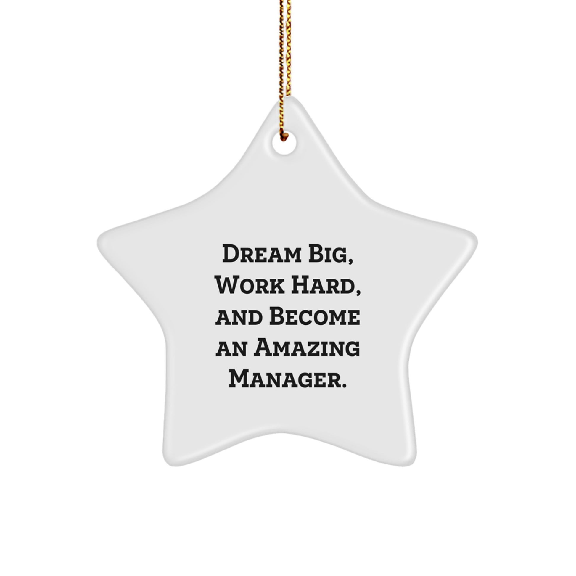 Inspirational Manager Gifts for Christmas - 'Dream Big, Work Hard, And Become An Amazing Manager.' Star Ornament from Friends and Family - Image 1