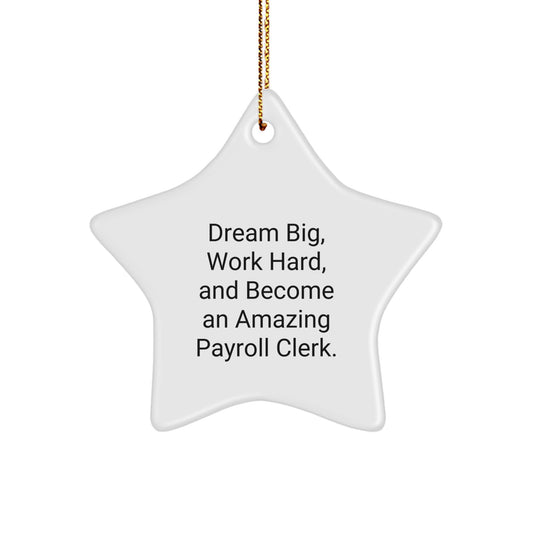 Funny Payroll Clerk Gift, Dream Big Star Ornament for Men, Funny Christmas Unique Gifts from Husband, Gifts for Payroll Clerk, Star Ornament, Inspirational Payroll Clerk Present - Image 1