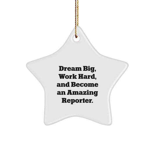 Funny Reporter Star Ornament, Gift from Friends, Inspirational Quote, Unique Christmas Decorations, Perfect for Reporter Men, Women, Coworkers, Family - Image 1