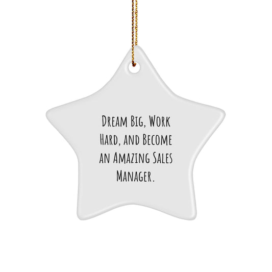 Gifts from Friends for Amazing Sales Manager - 'Dream Big' Star Ornament, White, 3.25'' tall, Christmas - Image 1