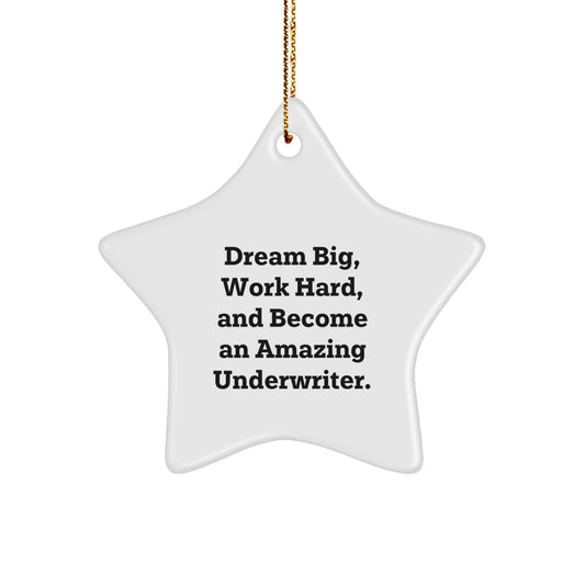 Underwriter Star Ornament, 'Dream Big, Work Hard, And Become An Amazing Underwriter.' Gifts from Friends for Underwriter - Image 1