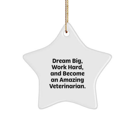Gifts from Men to Amazing Veterinarians - Star Ornament with 'Dream Big, Work Hard, And Become An Amazing Veterinarian.' Quote, Perfect for Christmas - Image 1