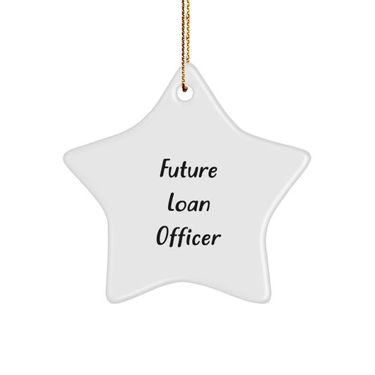 Funny Future Loan Officer Gifts from Friends for Loan Officer Christmas Unique Star Ornament, Inspirational Star Shaped MDF Wooden Star Ornament with Gold Cord - Image 1