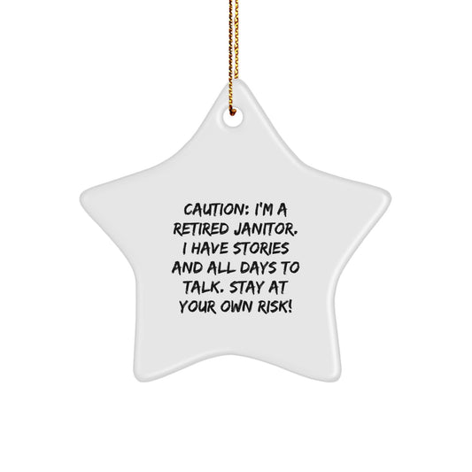 Funny Janitor Gifts from Friends, Star Ornament for Janitor Men, Christmas Unique Star Shaped Decor - Image 1