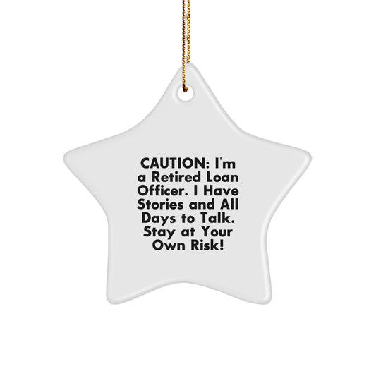 Funny Loan Officer Gifts from Friends for Men - Retired Loan Officer Star Ornament - White Star Shaped Christmas Unique Gift for Loan Officer - Image 1