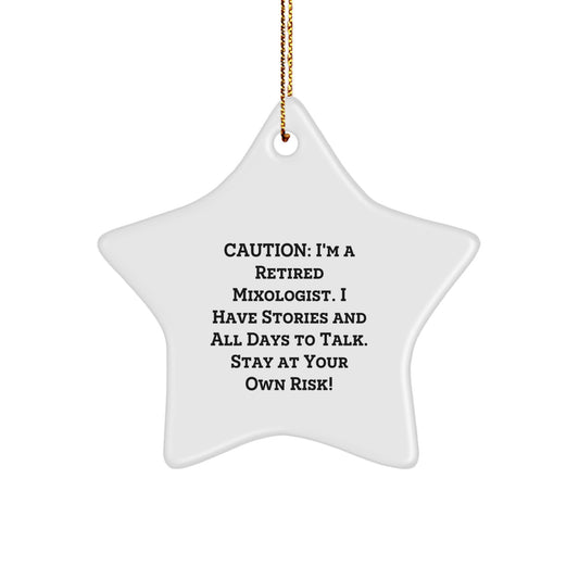 Funny Mixologist Gifts for Friends - 'I Have Stories And All Days To Talk' Star Ornament, White Star Shaped Decor for Christmas Unique Gifts from Friends - Image 1