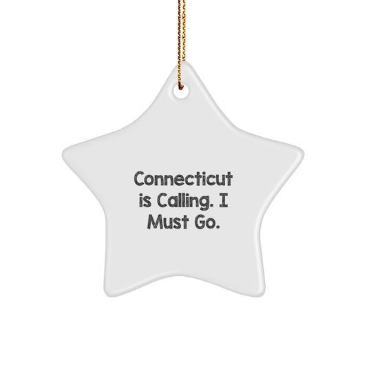 Connecticut Star Ornament, Funny Quote, Gifts from Men to Friends, Gifts for Connecticut, Star Ornament, Christmas Unique Gifts - Image 1