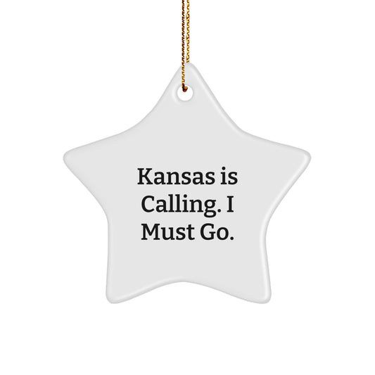 Funny Kansas Star Ornament Gifts from Men to Kansas Family Members Christmas Unique Ornament - Image 1