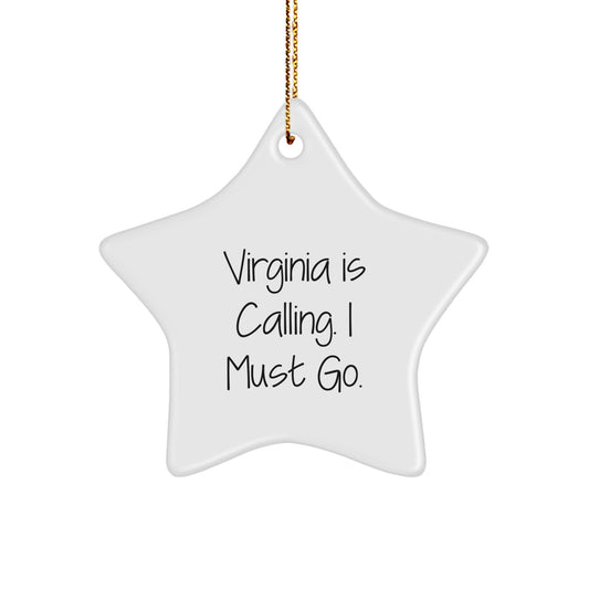 Virginia Star Ornament Gifts from Friends, Funny Quote Virginia Is Calling, Christmas Unique Gifts - Image 1