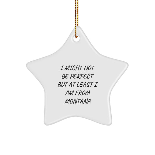 Montana Gifts for Friends from Montana - I Might Not Be Perfect Star Ornament, Funny Christmas Decorations - Image 1