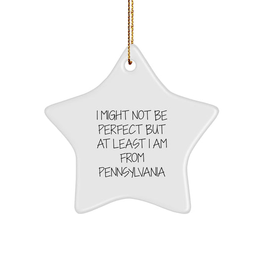 Pennsylvania Star Ornament Gifts from Friends and Family - 'I Might Not Be Perfect But At Least I Am From Pennsylvania' - Unique Christmas Decor - Image 1