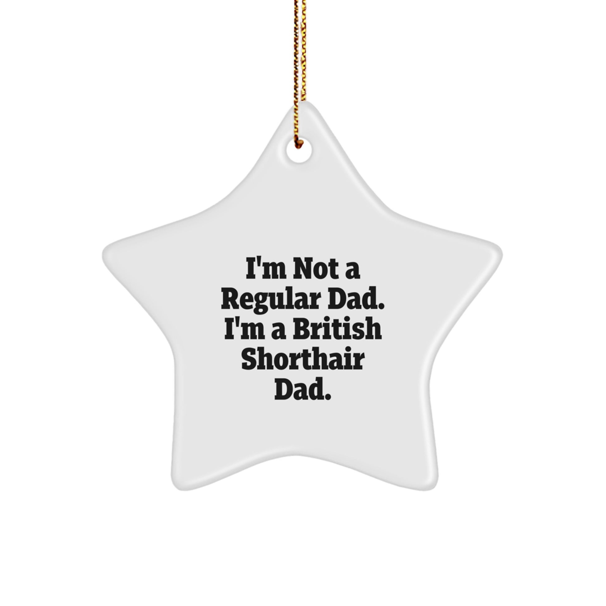 Funny British Shorthair Cat Dad Christmas Unique Gifts, Star Ornament from Men, Gifts for British Shorthair Cat Lovers, 'I'm Not A Regular Dad. I'm A British Shorthair Dad.' - Image 1