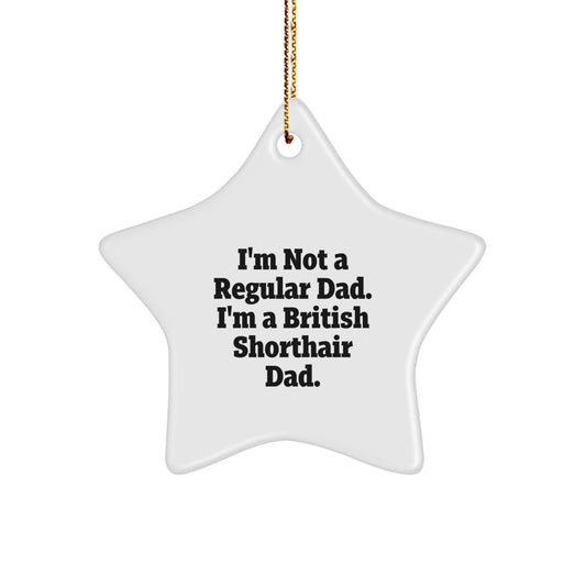 Funny British Shorthair Cat Dad Christmas Unique Gifts, Star Ornament from Men, Gifts for British Shorthair Cat Lovers, 'I'm Not A Regular Dad. I'm A British Shorthair Dad.' - Image 1