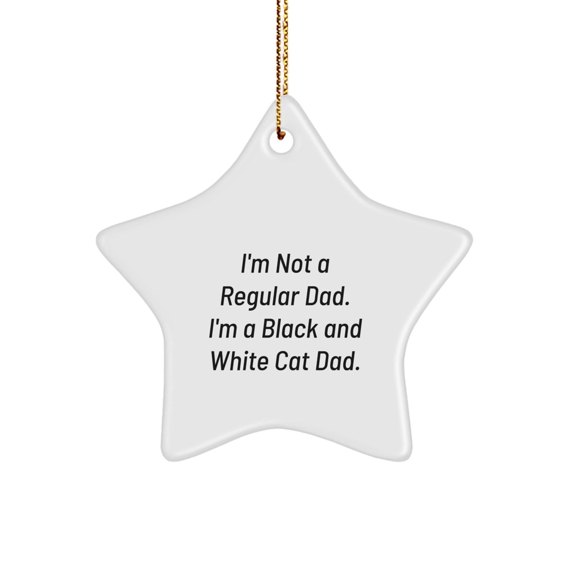 Funny Black and White Cat Dad Gifts for Christmas - Star Ornament, Gifts from Men to Black and White Cat Lovers, Unique Star Shaped Decoration - Image 1