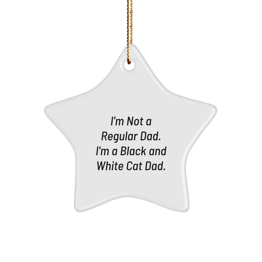 Funny Black and White Cat Dad Gifts for Christmas - Star Ornament, Gifts from Men to Black and White Cat Lovers, Unique Star Shaped Decoration - Image 1