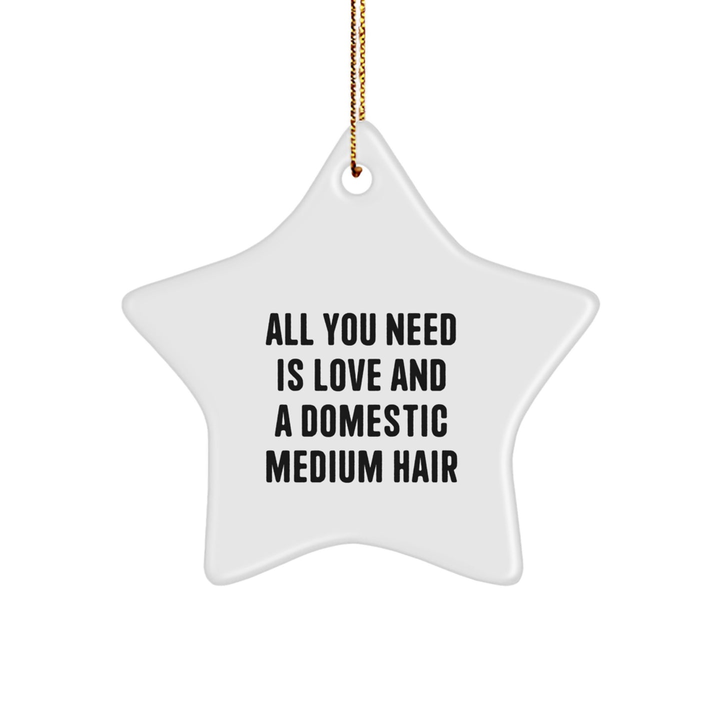 Funny Domestic Medium Hair Cat Star Ornament Gifts from Women for Christmas Unique Decorations All You Need Is Love And A Domestic Medium Hair - Image 1