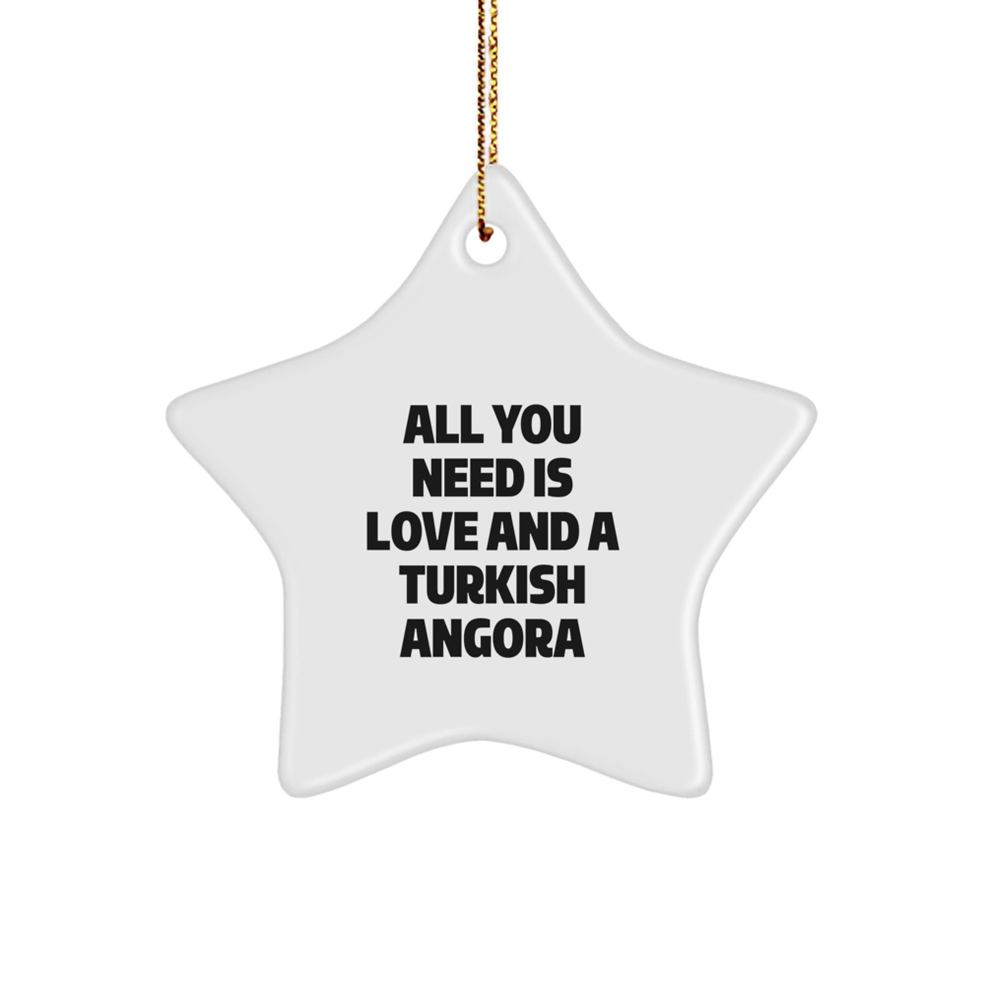 Turkish Angora Cat Lover Gifts from Family - 'All You Need Is Love And A Turkish Angora' Christmas Unique Star Ornament - Image 1