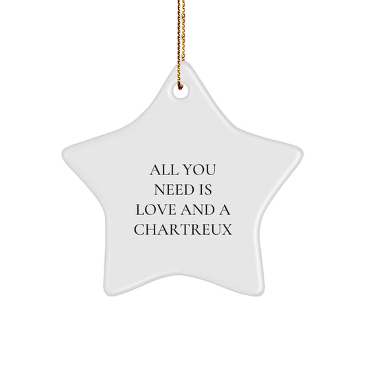 Chartreux Cat Gifts for Men, Women, Friends, or Family - 'All You Need Is Love And A Chartreux' Star Ornament for Christmas - Image 1