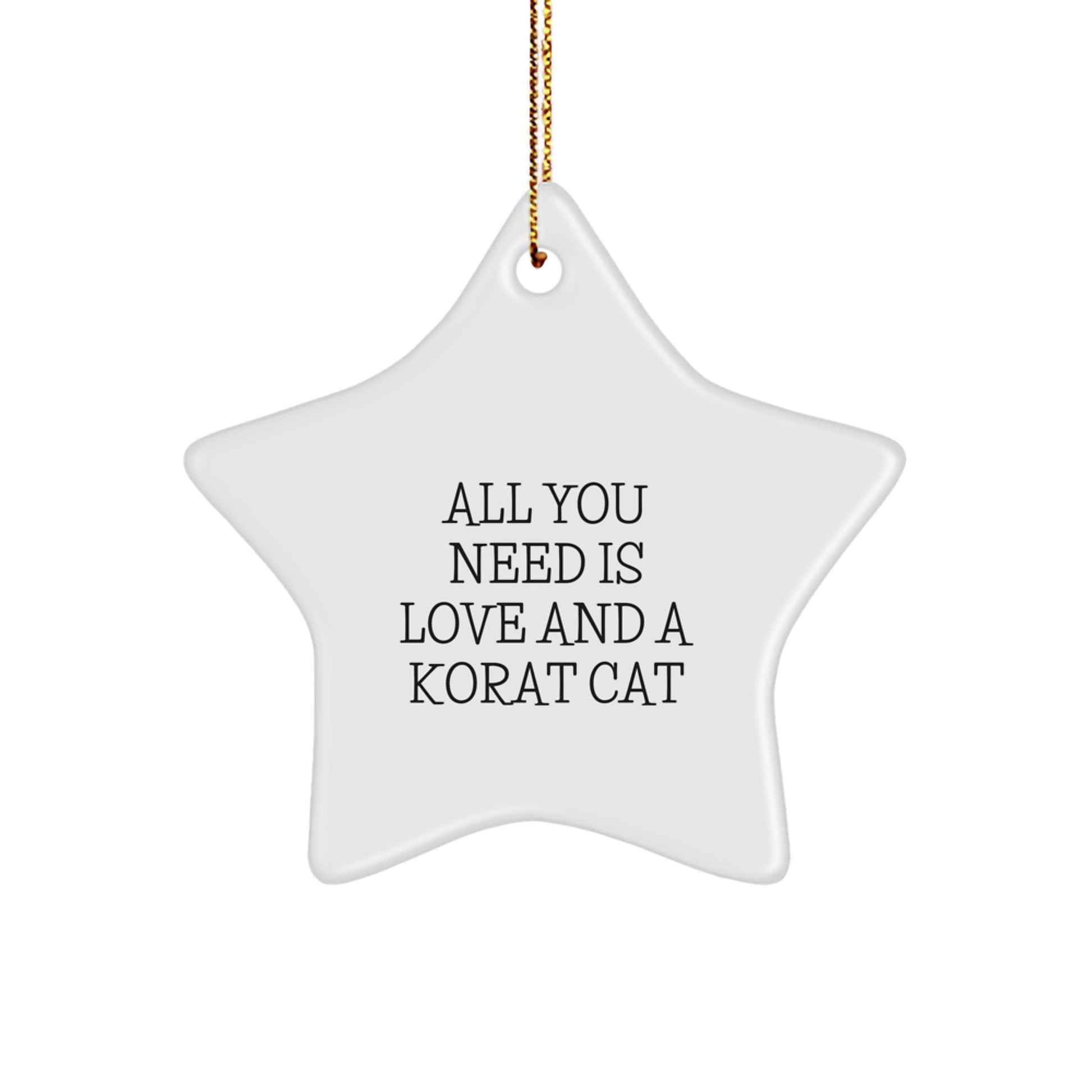 Korat Cat Gifts from Family - Star Ornament with Quote All You Need Is Love And A Korat Cat, Christmas Unique Gifts for Korat Cat Lovers - Image 1