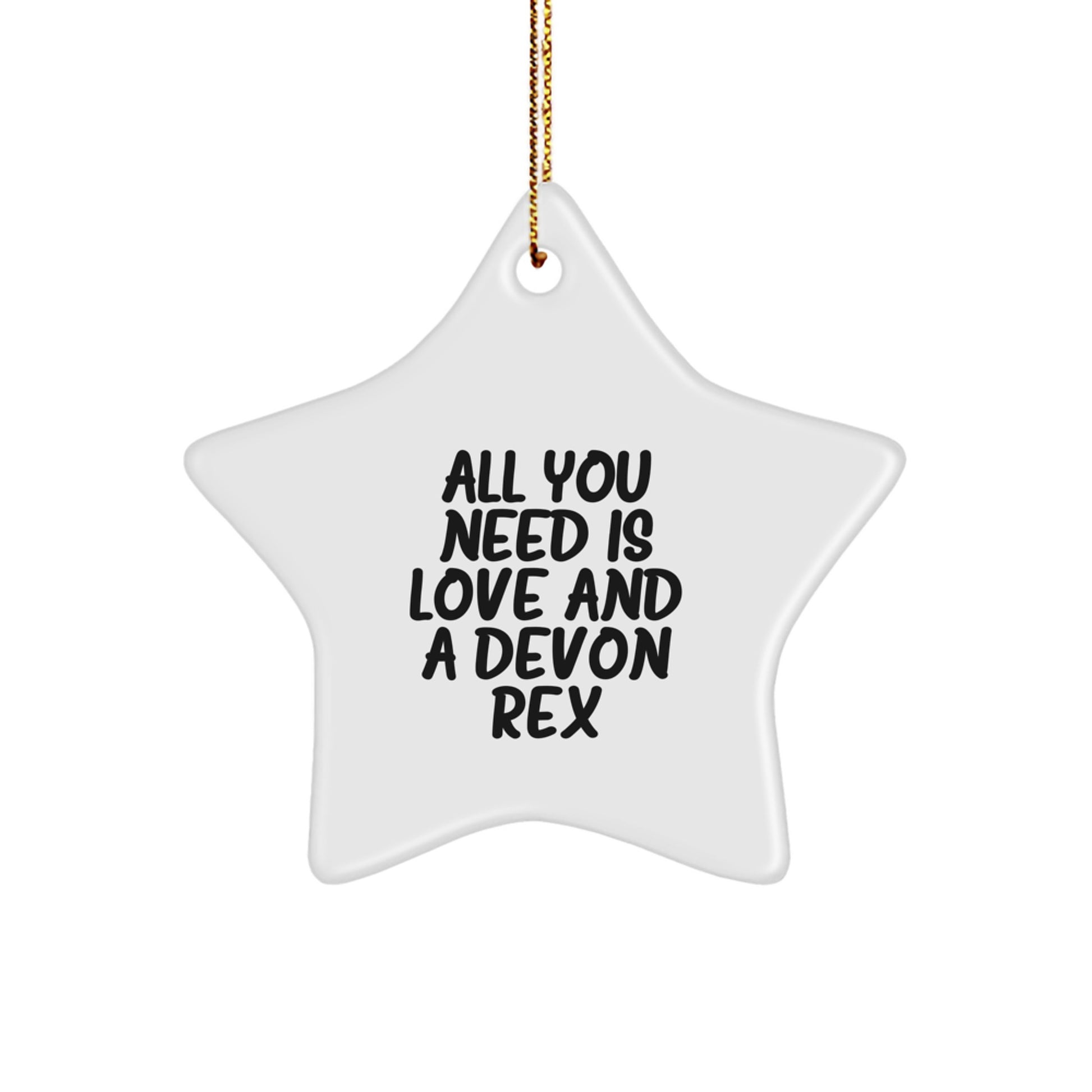 Devon Rex Cat Lovers Gifts from Friends and Family - Star Ornament with All You Need Is Love Quote, Christmas Unique Gifts for Cat Enthusiasts - Image 1